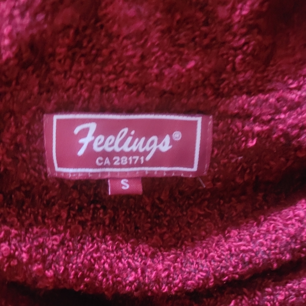 Feelings Red Ruffle Button Front Knit Sweater Cardigan Size S - Picture 8 of 8